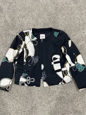Weill Paris Blue Equestrian Quilted Crop Jacket Made In Poland Women’s US 14
